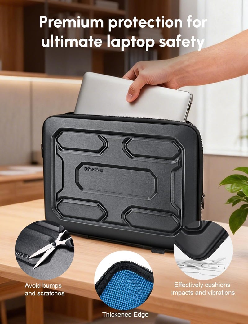 DOMISO 15.6 inch Laptop Sleeve Shoulder Bag Shockproof Computer Bag Waterproof EVA Protective Carrying Case for 15.6" Lenovo Yoga 720 IdeaPad 310 320 ThinkPad T570/Dell Inspiron 15/HP Envy 15, Black - Image 5